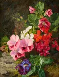 Oliver Clare, Flowers On A Mossy Bank, oil on panel