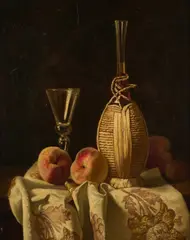 Milne Ramsey, Still Life With Peaches And A Wine Flagon, oil on canvas