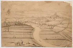 Bernard Lens II, Bridgnorth From The High Rock Before 1726, pen and ink and grey wash