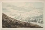 Edward Dayes, A River Valley, watercolour over pencil