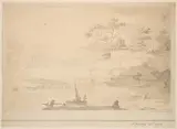 Francis Wheatley R.a., Fishermen Beside A Lake, pen and grey ink and wash