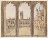 William Crotch, Magdalen Tower, Oxford, pen and ink and watercolour
