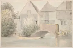 John Malchair, Behind The Brewhouses In St. Toles Oxen, pen and ink and watercolour over pencil on laid paper