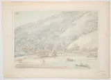 Thomas Sunderland, View Of Pulau Penang Island, Malaysia, pen and ink and blue and grey wash over pencil