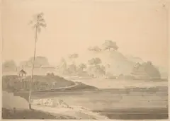 Thomas Daniell R.a., Colgong, pen and brown ink N