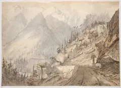 An Alpine Valley by The Rev. Charles Annesley, 1795, pen and brown ink and watercolour, sold Oct 2024