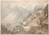 The Rev. Charles Annesley, An Alpine Valley, 1795, pen and brown ink and watercolour