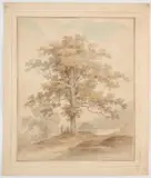 Two Ladies And A Child Resting In The Shade Of A Large Tree by Paul Sandby Munn R.w.s, watercolour over pencil, sold Oct 2024