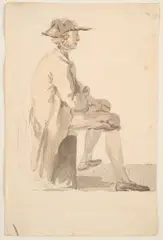William Marlow R.a., Study Of A Gardener Seated, watercolour over pencil on laid paper