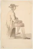 William Marlow R.a., Study Of A Gardener Seated, watercolour over pencil on laid paper