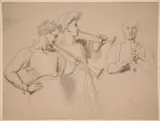 Richard Westall R.A., Trumpeters, chalk heightened with white chalk and touches of wash on buff paper