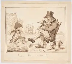 William Henry Brooke, Riding A Frog, pen and brown ink and sepia wash