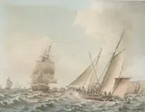 John Cleveley the Younger, Shipping Off The Needles, watercolour and pen and ink on laid paper