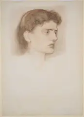 Edward Burne-Jones, Portrait Of A Young Woman, Thought To Be Anne Maria Jones — Recto ; Two Caricatures Of William Morris — Verso, chalk and pencil on paper