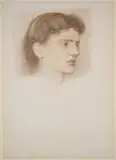 Edward Burne-Jones, Portrait Of A Young Woman, Thought To Be Anne Maria Jones — Recto ; Two Caricatures Of William Morris — Verso, chalk and pencil on paper