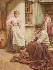 Walter Langley, Pleasant News, watercolour on paper