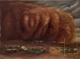 John Charles Goodhart, Dust Storm Over Broken Hill, New South Wales, Australia, oil on canvas