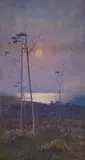 Gerald Fitzgerald, Full Moon Near Port Kembla, New South Wales, watercolour heightened with stopping out and gum arabic