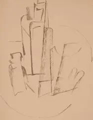 Otto Gutfreund, Nature Morte, ink and wash on paper