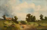 James Meadows, Haymaking, oil on canvas
