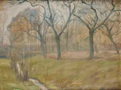 Jakob Nussbaum, Trees By A Stream, oil on canvas