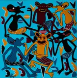 George Lilanga, Tunapaswa Kua Makini Sana Katika Ujana Wetu, oil on board
