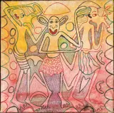 George Lilanga, Village Scenes / Figurative Compositions, oil on goatskin