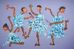 Famakan Magassa, Chantons La Takamba, acrylic and oil pastel on canvas