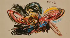 Jilali Gharbaoui, Abstract Composition, gouache on paper