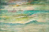 Ali Bayoumi, Ships On The Horizon, oil on canvas