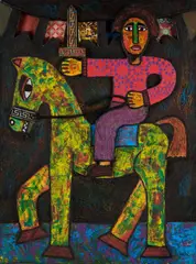 Zakaria Soliman, The Knight, mixed media on panel