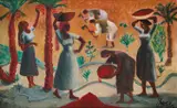 Omar Abdel Zaher, Date Gathering, oil on board