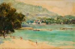 Kamel Moustafa, Yugoslavian Coastline, oil on board