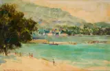 Kamel Moustafa, Yugoslavian Coastline, oil on board