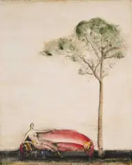 Hammoud Chantout, Lady On A Couch, oil on canvas laid on board