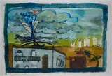 Hasan Hourani, Landscape, acrylic on paper