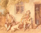 John Masey Wright, The Inattentive Poacher, watercolour 17cm by 21cm