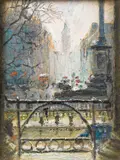 Piero San Salvadore, Trafalgar Square From The National Gallery, oil on board