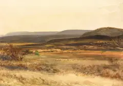 Hugh Wright - Rudby, Dorset Moorland, watercolour 37cm by 51 cm