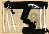 Agustí Puig, Sans-titre, 1996, technique mixte, papier journal et gouache