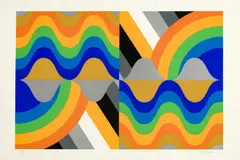 Composition by Mohamed Melehi, 1975, lithographie, sold Jun 2021