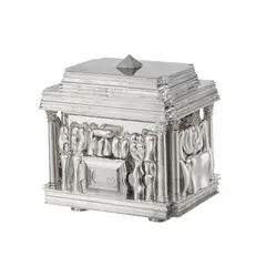 Miguel Ortiz Berrocal, Coffret, 1969-1975, sculpture en métal argenté avec nécessaire de pique-nique