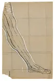 Ferdinand Hodler, Jambe de hallebardier, encre de Chine, crayon de graphite, crayon bleu et gouache blanche sur papier