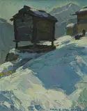 Paul Emil Wyss, Mayens d'Arba, huile sur toile marouflée sur carton