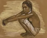 Paul Bleger, Jeune fille de Madagascar, technique mixte sur carton