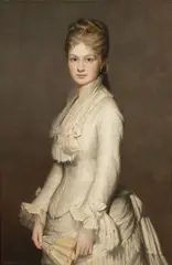 Frédéric Dufaux, Portrait de femme à la robe blanche, huile sur toile