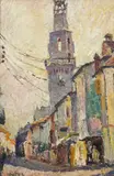 Mela Muter, Na ulicy Rue Carreterie w Awinionie z widokiem na dzwonnicę klasztoru Augustianów, olej, sklejka