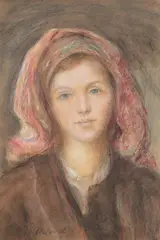 Teodor Axentowicz, Huculska piękność, pastel, papier, 47