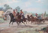Władysław Chmieliński, Wesele krakowskie, olej, tektura