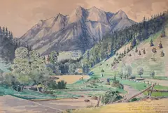 Antoni Kozakiewicz, Szczawnica - Widok znad Grajcarka, przed 1903 r., akwarela, papier